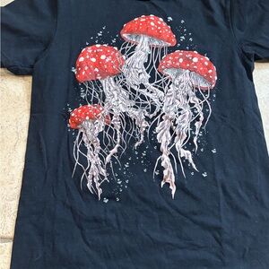 Threadless Women’s Small T-Shirt Tee with Red White Jellyfish Mushrooms